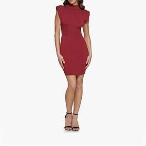 Guess Bodycon Dress Wine Red Size XL NWT Mock‎ Neck Party Mini